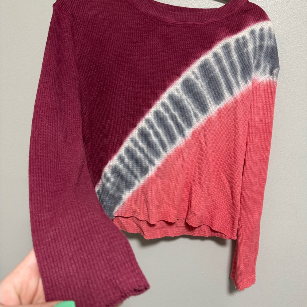 Anthropologie Tie Dye Waffle Knit Sweater Long Sleeve Shirt from t.la - Picture 5 of 9